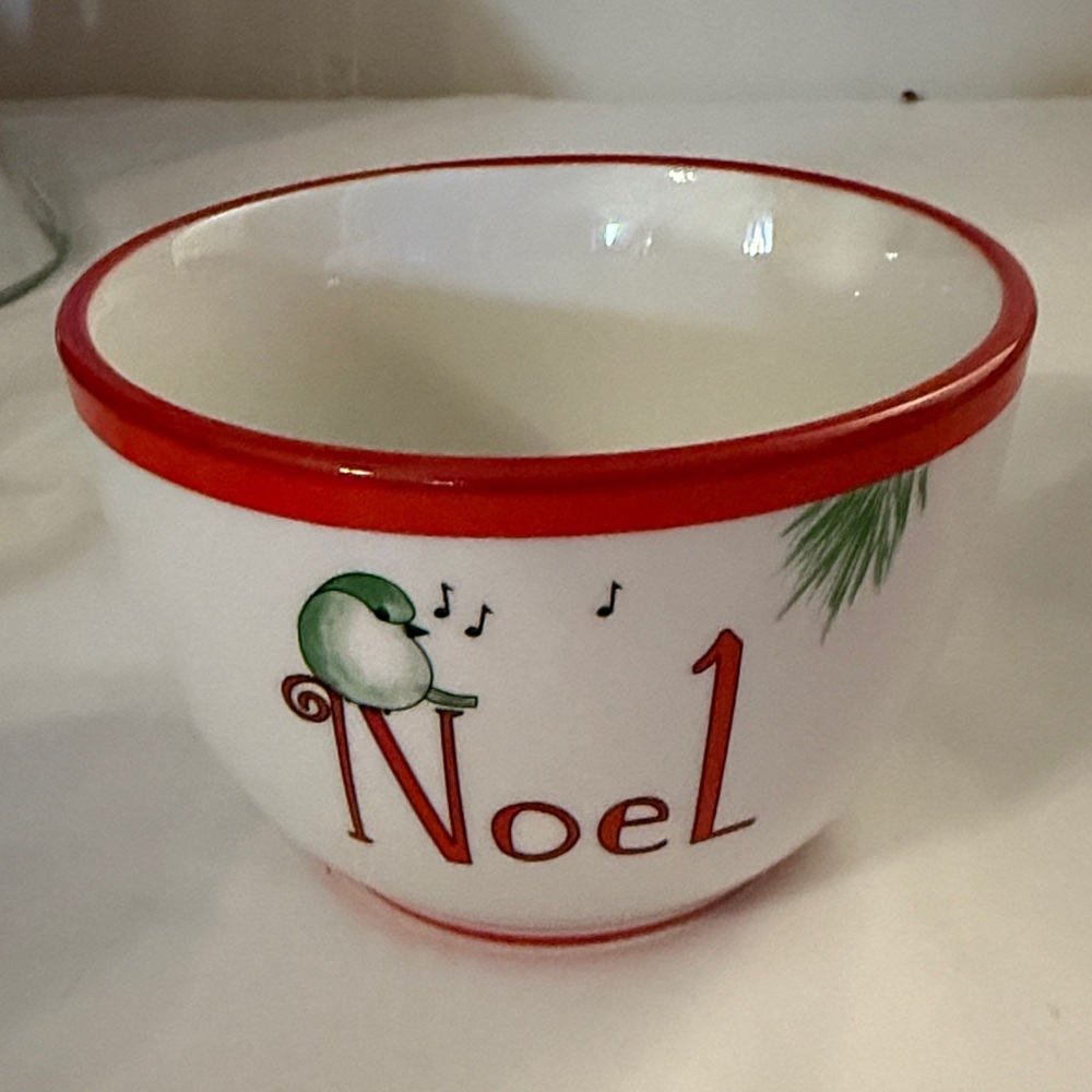 Festive Noel Bowl with Red Trim